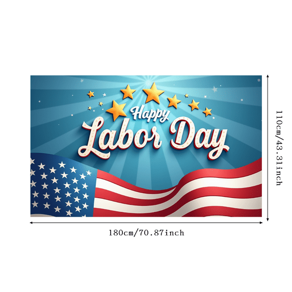 Colorful Flag Happy Labor Day Banner Polyester Material Patriotic Theme Decorative Design for Holiday Celebration Indoor Event Party Decoration