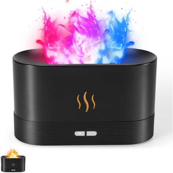 Colorful Flame Air Aroma Diffuser Humidifier, Upgraded 7 Flame Colors Noiseless Essential Oil Diffuser for Home,Office,Yoga with Auto-Off Protection 180mL