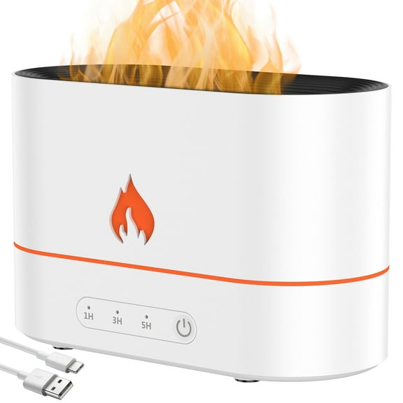 Colorful Flame Aroma Diffuser Relaxing Flame Essential Oil Diffuser with 7 Colors Light 250ml Flame Diffuser Humidifier Quiet Flame Diffuser Waterless Auto Off Protection for Home Office Yoga