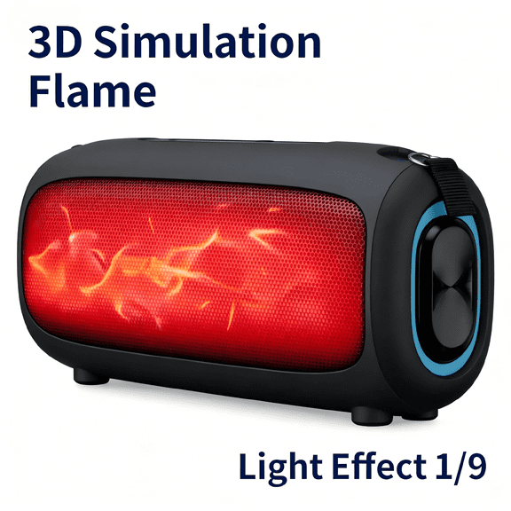 Colorful Flame Light Strip Wireless Bluetooth Speaker, 1800mAh Battery, Built-in Noisecanceling Microphone, Multiple RGB Lighting Effects, Can Switch To Rainbow Flame ModeFeaturing 3D Surround Sound,