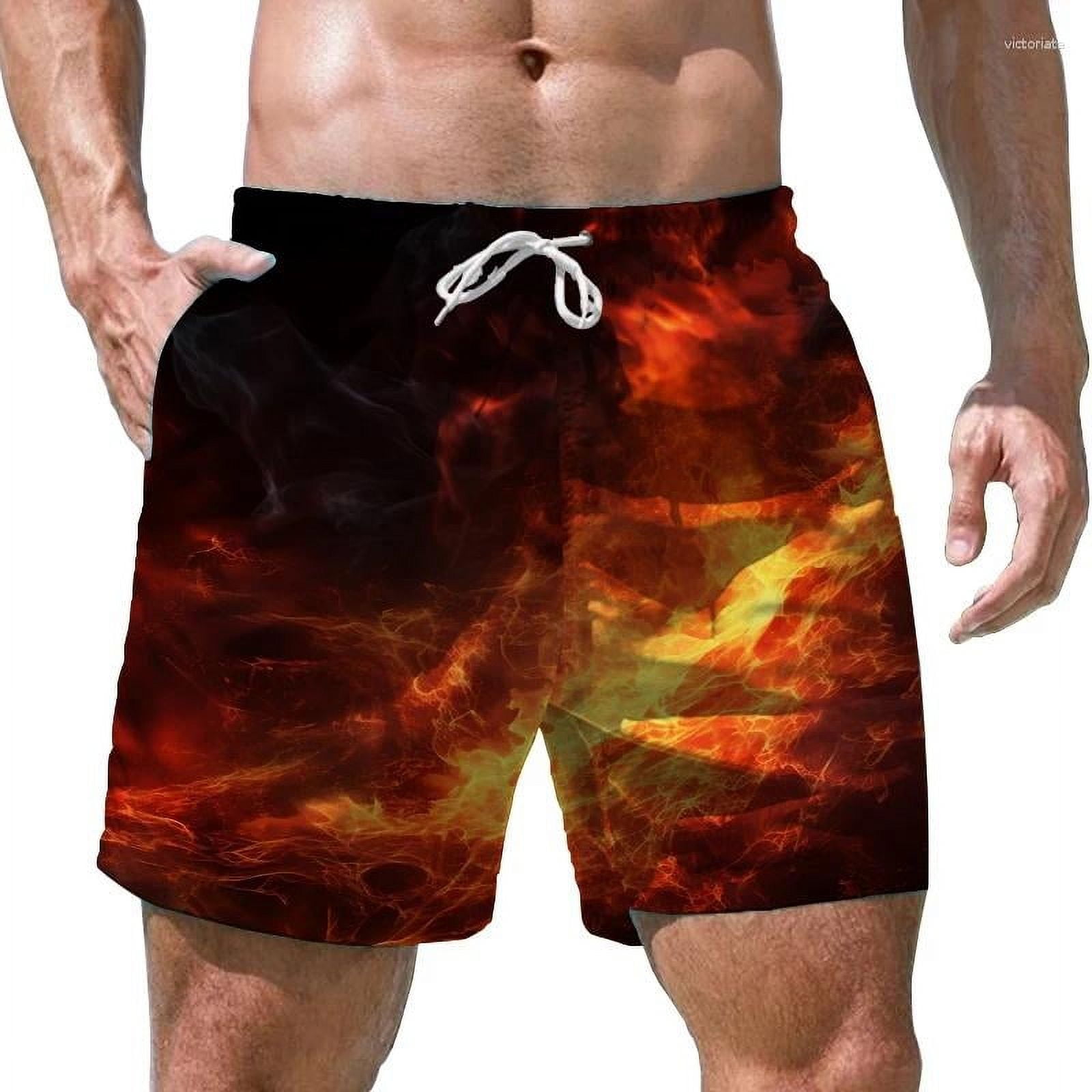 Colorful Flame Pattern Shorts Pants Men 3D Printed Board Shorts Summer ...
