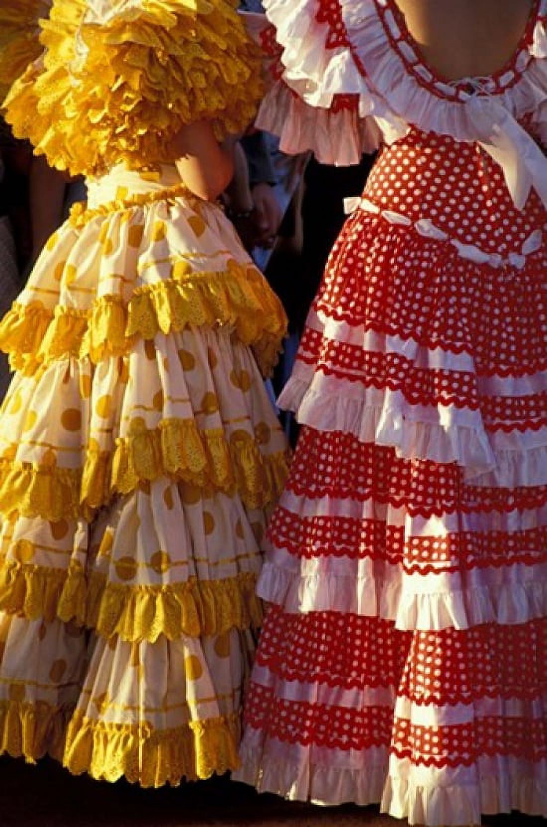 Colorful Flamenco Dresses at Feria de Abril Sevilla Spain Canvas Art - John & Lisa Merrill DanitaDelimont (24 x 36)