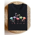 thumbnail image 1 of Colorful Flamingo Graphic T‑Shirt for Women, Tropical Casual Short Sleeve Summer Tee, 1 of 6