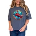 thumbnail image 1 of Colorful Flamingo T Shirt, Flamingo Art Tee, Vibrant Bird Graphic Shirt, Summer Beachwear, Unique Animal Design Shirt, Gift for Her, Denim Comfort Colors T-Shirt, Small, 1 of 1