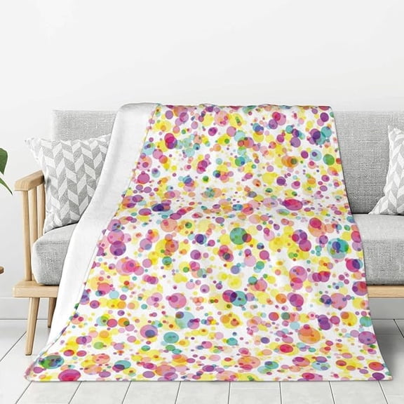 Colorful Flannel Blanket For Bed & Couch Large Super Soft Throw Blanket For Travel Home Lightweight Warm Fleece Blanket 60" x 80"