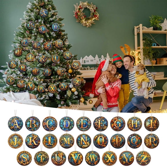 Colorful Flat Hanging 26 Letters Christmas Decoration, 3.15" Plastic Window Hanging Last Name Signs for Home Window Wall Hanging Hippie Room Decor New Year Gift