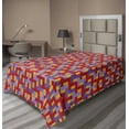 thumbnail image 1 of Colorful Flat Sheet, Abstract Toned Chunky Rectangle Stripes Overlapping Geometrical Art, Soft Comfortable Top Sheet Decorative Bedding 1 Piece, 6 Sizes, Orange Red and Violet, by Ambesonne, 1 of 1
