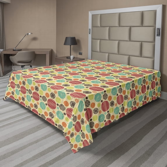 Ambesonne Colorful Flat Sheet, Sketchy Big Small Spots, King Size, Multicolor
