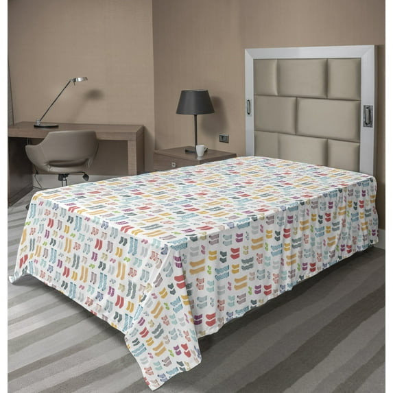 Ambesonne Colorful Flat Sheet, Long and Short Socks, Twin Size, Multicolor