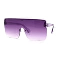 thumbnail image 1 of Colorful Flat Top Half Rim Large Shield 80s Plastic Sunglasses Purple, 1 of 4