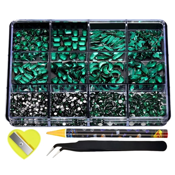 Colorful Flatback Rhinestones for Bedazzling Kit, Multicolor Flatback Gems for Crafts Nail Art Clothing Clothes Tumblers Shoes, Flat Back Mixed Color Bulk Bedazzler Kit Jewels with Tools