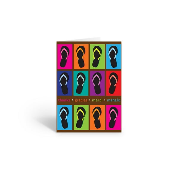 Colorful Flip Flop Boxed Thank You Note Card - 10 Cards and Envelopes - B14049
