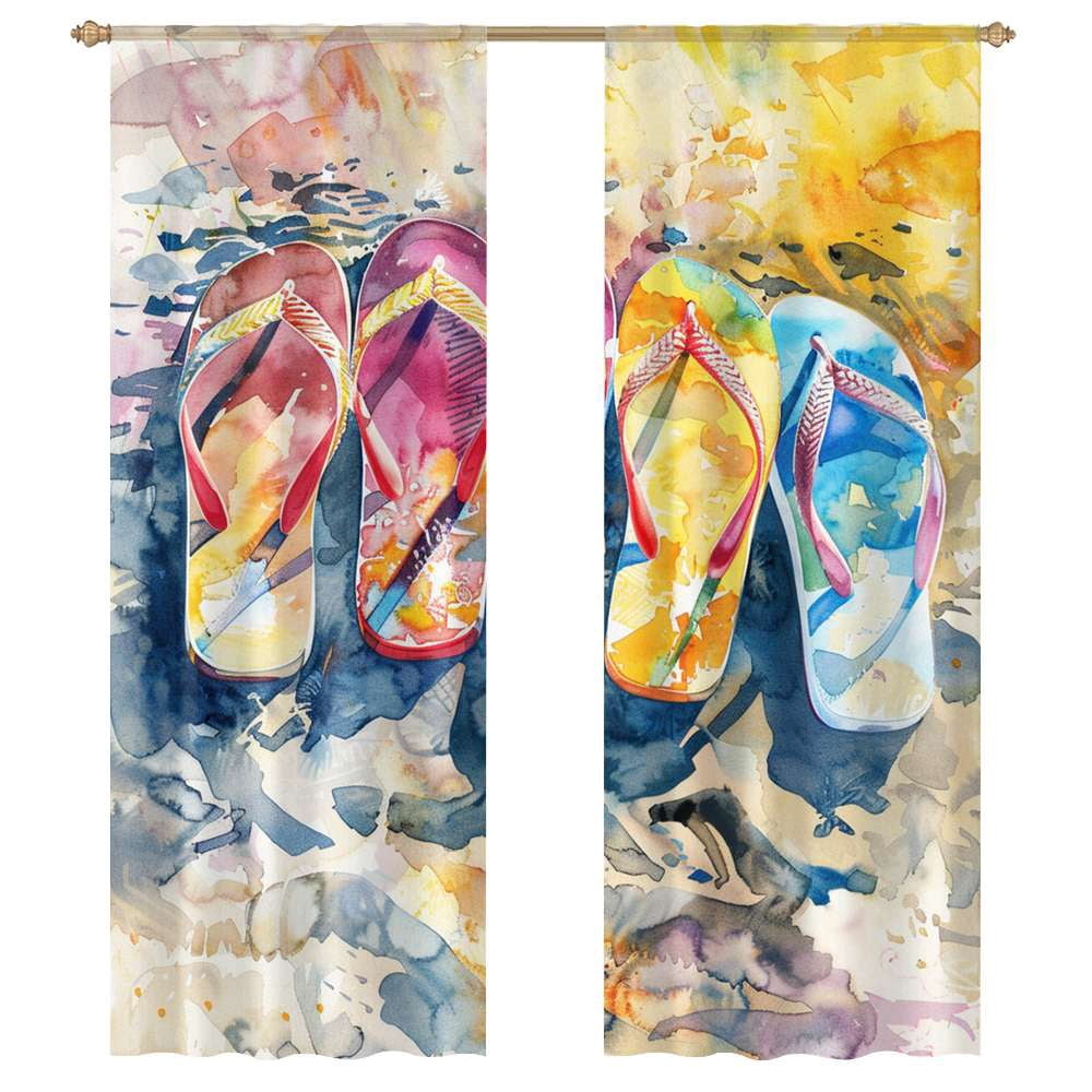Gallery Detail: Colorful Flip Flops On Beach Modern Tulle Window Curtains For