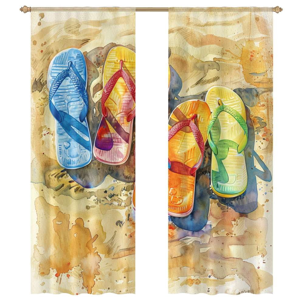 Photo inspiration: Visual Reference: Colorful Flip Flops On Beach Modern Tulle Window Curtains For