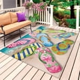 thumbnail image 1 of Colorful Flip Flops Outdoor Rug for Patio/Deck/Porch, Non-Slip Large Area Rug 3 x 5 Ft, Summer Blue Beach Ocean Indoor Outdoor Rugs Washable Area Rugs, Reversible Camping Rug Carpet Runner, 1 of 8