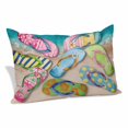 thumbnail image 1 of Colorful Flip Flops Pillow Covers 12"x20", Summer Blue Beach Ocean Soft Brushed Microfiber Breathable Throw Pillow Covers, Decorative Pillowcase with Zipper for Couch Sofa Bedroom Living Room, 1 of 9