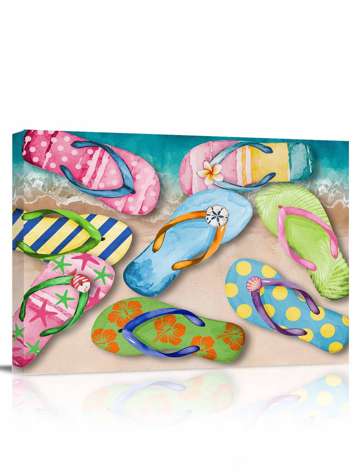 Colorful Flip Flops Wall Art for Living Room, Canvas Picture Wall Decor
