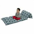 thumbnail image 1 of Colorful Floor Pillow Lounger Cover, Denim Motif Background with Several Sewing Simplistic Abstract Design, Nap Mat Printed Fabric Case for 5 Pillows, 88" x 36", Pale Blue Blue, by Ambesonne, 1 of 5
