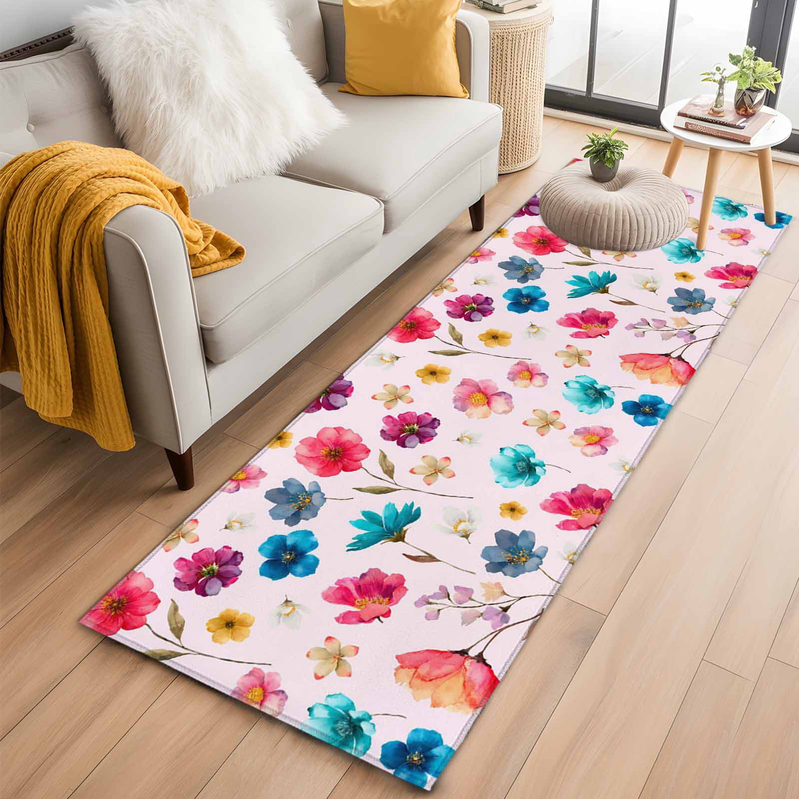 Colorful Floral 2'x6' Runner Rug for Hallway Walkway Kitchen Galley ...