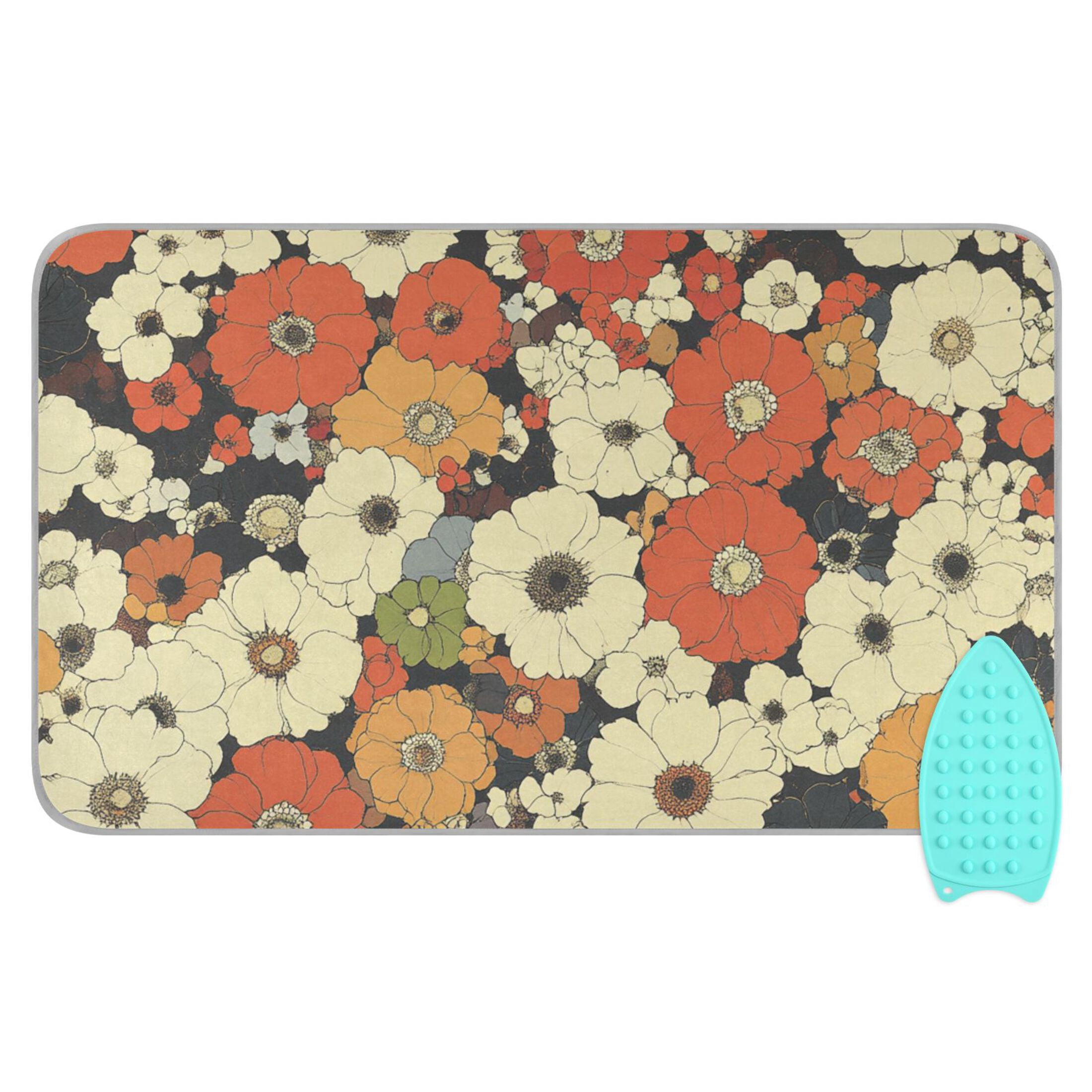 Colorful Floral Beauty Ironing Mat Blanket for Table Top Travel Portable Ironing Board Pad 47.2x27.6 Inch
