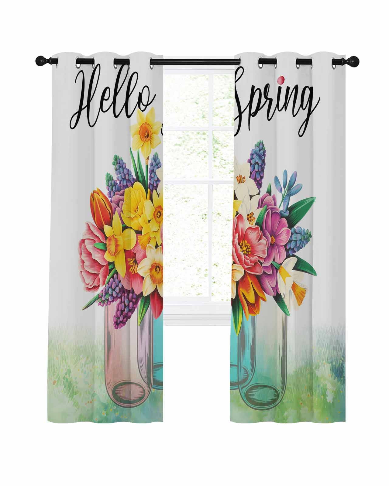 Colorful Floral Blackout Curtains, Light Blocking Print Window Curtains ...