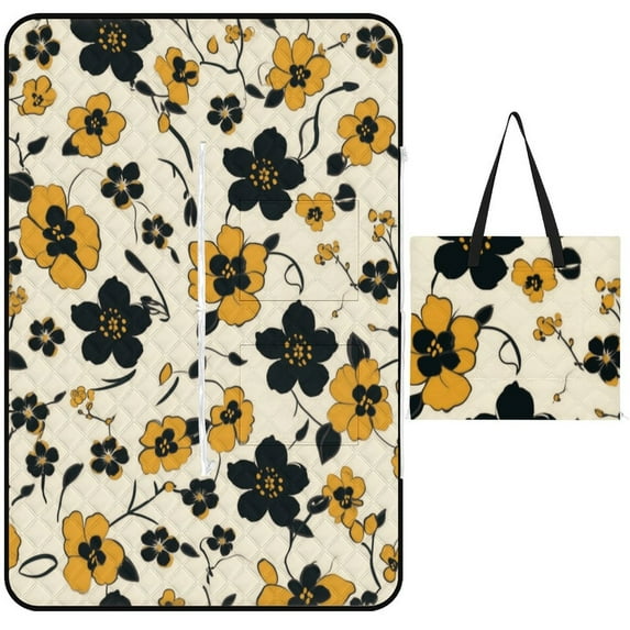 Colorful Floral Bohemia Outdoor Picnic Blanket, Foldable Waterproof Beach Mat, Portable Beach Blanket for Beach Camping, Hiking, Family Concerts