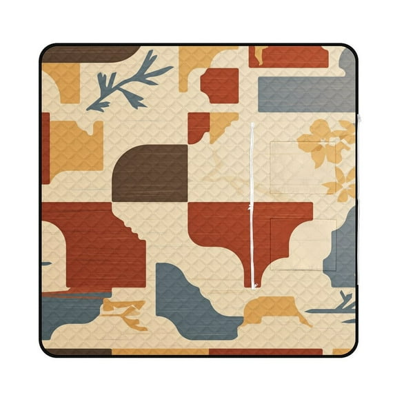 Colorful Floral Bohemia Picnic Blanket Waterproof Outdoor Beach Blanket Hand-held Pad Suitable for Travel, Camping, Beach, Family Gatherings