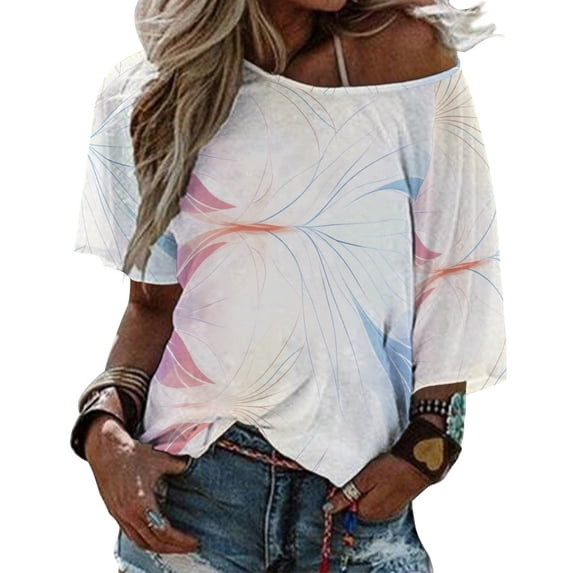 Colorful Floral Bohemia Women's Graphic Tees Casual Summer Funny Printed Short Sleeve Cute T Shirts Tops