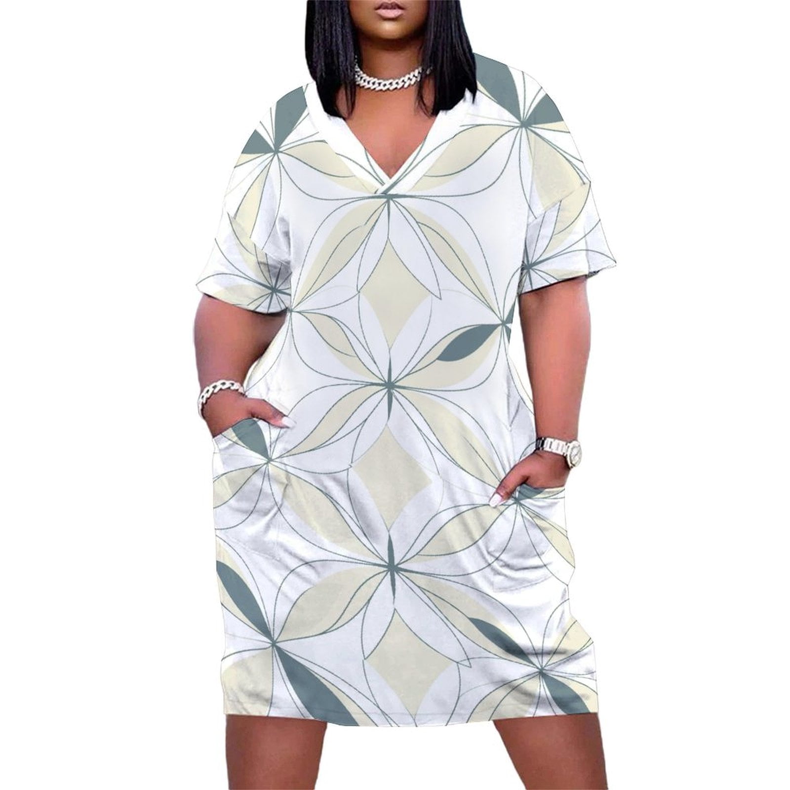 Floral Loose Short Sleeve Dress main image 1