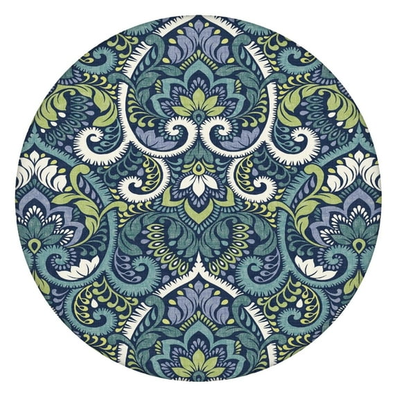 Colorful Floral Bohemian Table Cover - Elasticized Edge for Round Tables 52-56 Inches - Perfect Fit Tablecloth for Patio