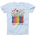 thumbnail image 1 of Colorful Floral Book Stack T-Shirt – Rainbow Book Lover Graphic Tee with Uplifting Design, Unisex Casual Reading Shirt, 1 of 7