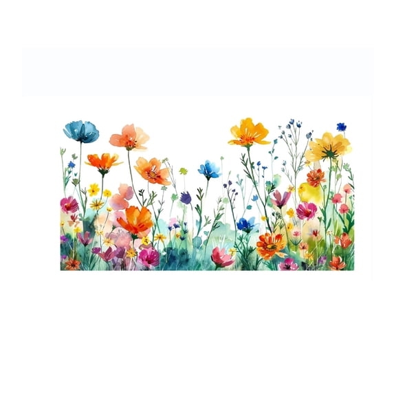 Colorful Floral Bouquet Window Sticker, Cut To Size Freely Large Olorful Floral Pattern Window Film Widnow Clings for Office Home Decor, Flower Window Clings for Glass Windows