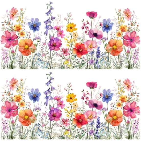 Colorful Floral Bouquet Window Sticker Spring Flower Clings, Floral Pattern Window Film for Home & Office Decor(RL 2 PCS)