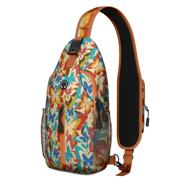 Colorful Floral Butterfly Sling Backpack – Artistic Aesthetic Shoulder Purse for Women – Cute Bag Gift for Butterfly Lovers and Butterfly Pattern Fans