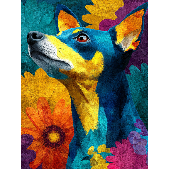 Colorful Floral Chihuahua Canvas Wall Art, Vibrant Dog Portrait Print, Pet Lover Decor