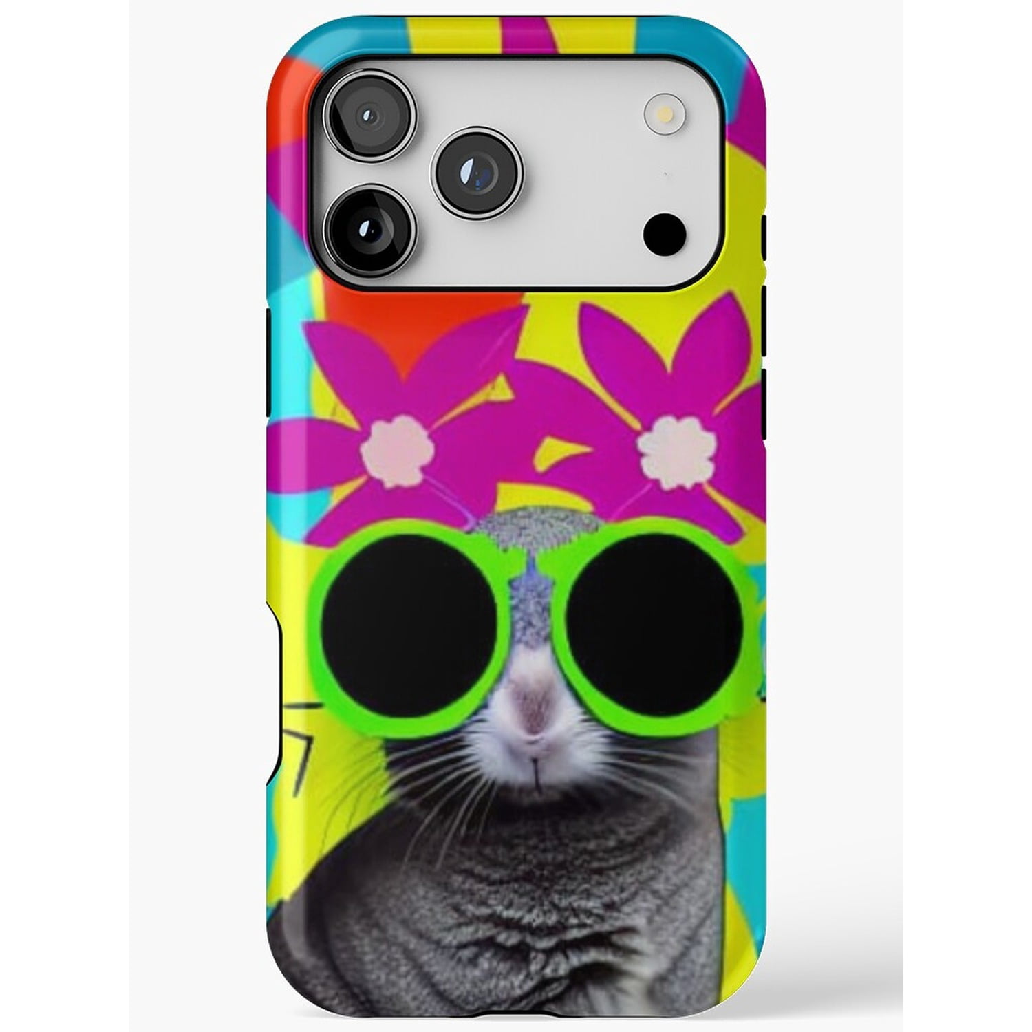 Colorful Floral Chinchilla in Green Sunglasses Tough Phone Case ...