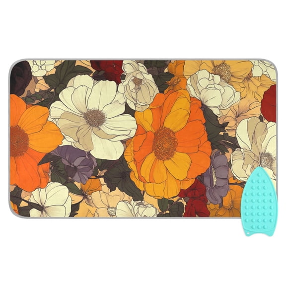 Colorful Floral Cluster Ironing Mat Blanket for Table Top Travel Portable Ironing Board Pad 47.2x27.6 Inch