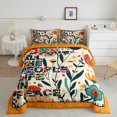 thumbnail image 1 of Colorful Floral Comforter Set Full Size,Peace Theme Bedding Sets 3Pcs,Vintage Hippie Style Quilt Set Woman Room Decor,Colorful Polka Dot Print Duvet Insert,2 Pillowcases, 1 of 7