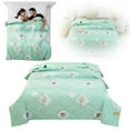 thumbnail image 1 of Colorful Floral Comforter, Soft Microfiber Lightweight Fall Comforter, Cute Mint Green Flower Bedding Hotel Luxury, 1 of 8