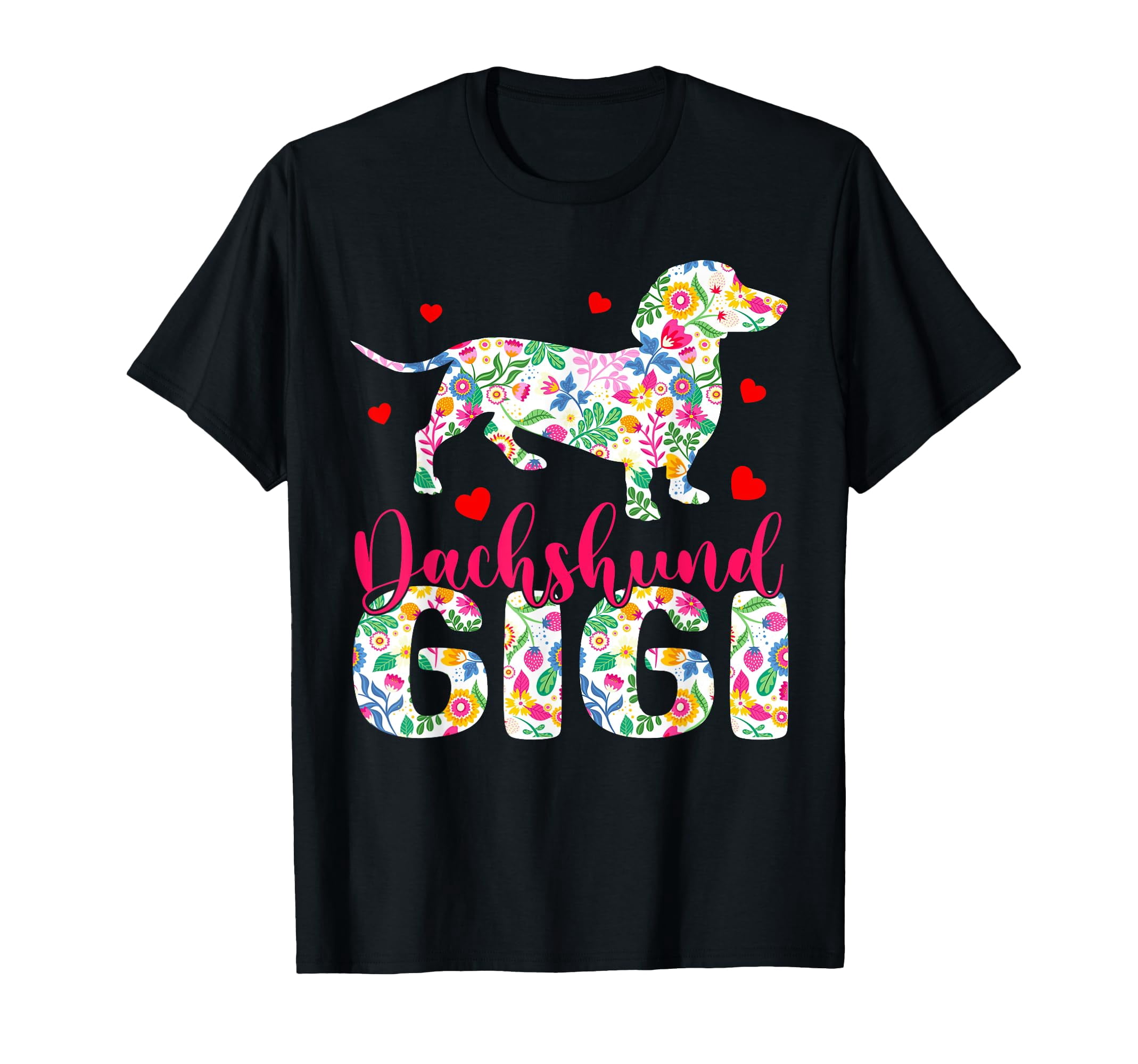 Colorful Floral Dachshund Gigi T-Shirt for Dog Lover Family Matching ...