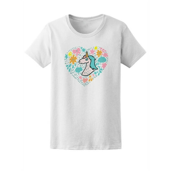 Colorful Floral Doodles Unicorn Tee Women's -Image by Shutterstock