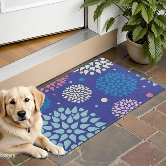 Colorful Floral Dots Pattern Door Rugs,Washable Non Slip Door Mats Indoor,Decorative Door Mats,Entry Mat Indoor for Entrance,Bedroom,Kitchen,Bathroom,16"x24"