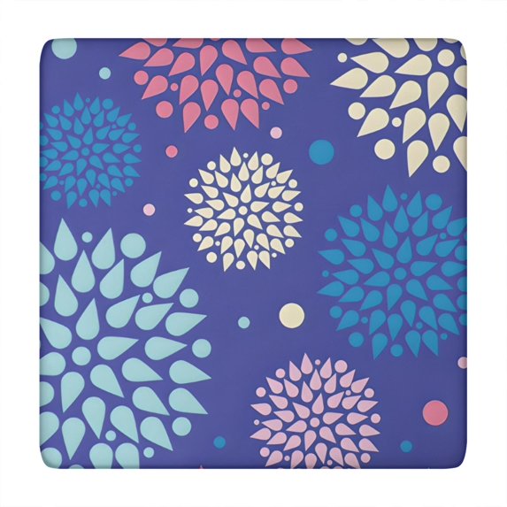 Colorful Floral Dots Pattern Square Fitted Tablecloth with Elastic Edge,Square Table Cover,Washable Elastic Table Cover for Home Kitchen Party Decor 34"x34"