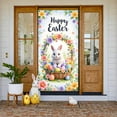 thumbnail image 1 of Colorful Floral Easter Banner Cute Bunny Bunny Backdrop Pastel Eggs Spring Garland Floral Background for Easter Party Spring Celebration Home Decoration, 1 of 9