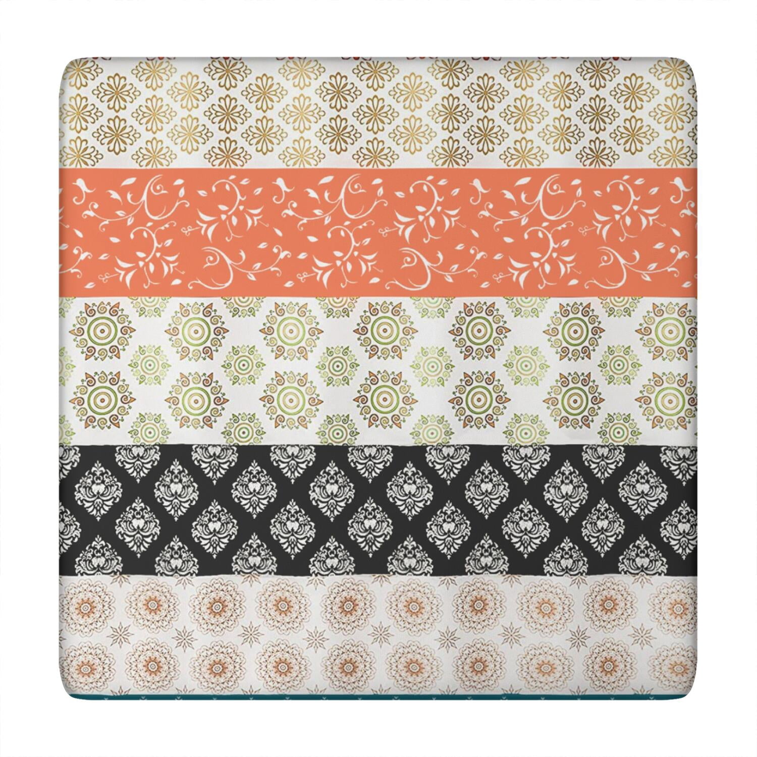 Colorful Floral Elastic Edge Square Table Cover 34x34 Inch, Boho Design ...