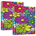 thumbnail image 1 of Colorful Floral Explosion 12.4x10.6in PVC Round Ring Binders, 2-Pack, D-Ring 3-Hole, Metal Clip, 1 of 10