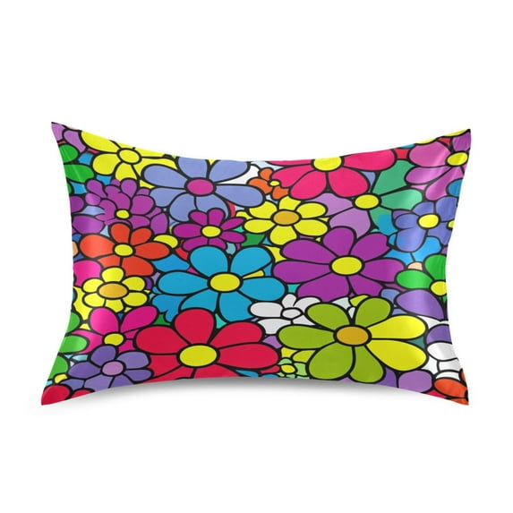 Colorful Floral Explosion Luxury Silky Soft Pillowcase Standard Size Wrinkle Resistant Envelope Closure 20x26in