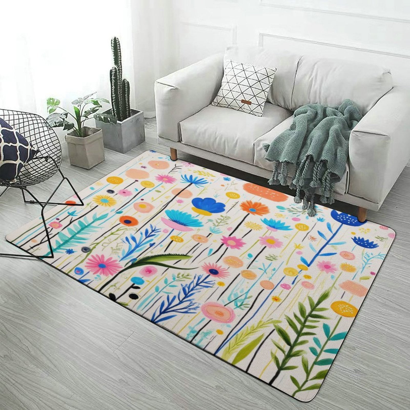 Colorful Floral Garden Carpet Rug for Home Living Room Bedroom Sofa