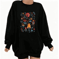 thumbnail image 1 of Colorful Floral Graphic Comfortable Commuting Tee T-Shirt Top Print Round-neck long-sleeved Black S-3XL, 1 of 6