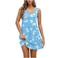 thumbnail image 1 of Colorful Floral Graphic Loose Fit for Women Fall Summer Sleeveless V Neck Spandex Midi Knee Length Beach Casual Hawaiian Tropical Dress Women 2025 Clothes XXL, 1 of 1